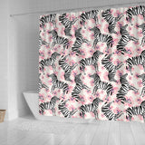 Zebra Pink Flower Background Shower Curtain Fulfilled In US