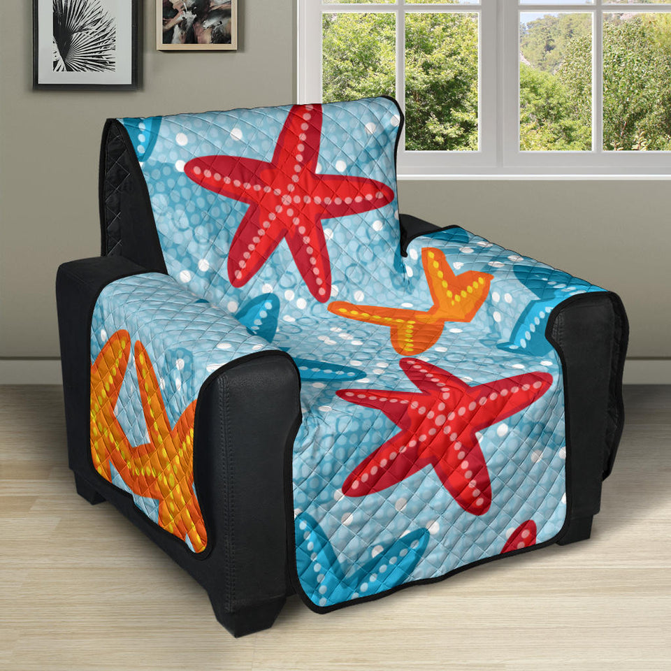 Blue red orange starfish pattern Recliner Cover Protector