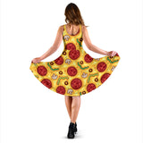 Pizza Texture Pattern Sleeveless Midi Dress