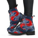 Koi Fish Carp Fishs Hand Drawn Japanese Art Leather Boots