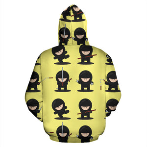 Cute Ninja Yellow Background Zip Up Hoodie