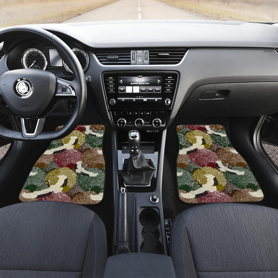 Japanese Cranes Flying Forest Dot Pattern Front Car Mats