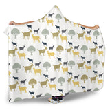 Silhouettes Of Goat And Tree Pattern Hooded Blanket