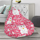 Maneki Neko Lucky Cat Sakura Pink Background Bean Bag Cover
