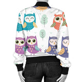 Cute Owl Pattern Women'S Bomber Jacket