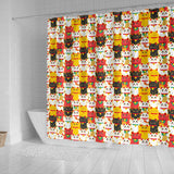 Colorful Maneki Neko Lucky Cat Pattern Shower Curtain Fulfilled In US