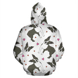 Boston Terrier Dog Hearts Vector Pattern Zip Up Hoodie