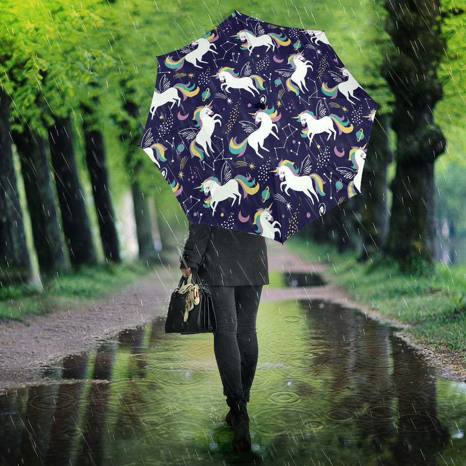 Hand Drawn Cute Unicorn Star Planet Umbrella