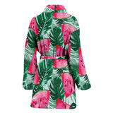 Watermelons Tropical Palm Leaves Pattern Women'S Bathrobe