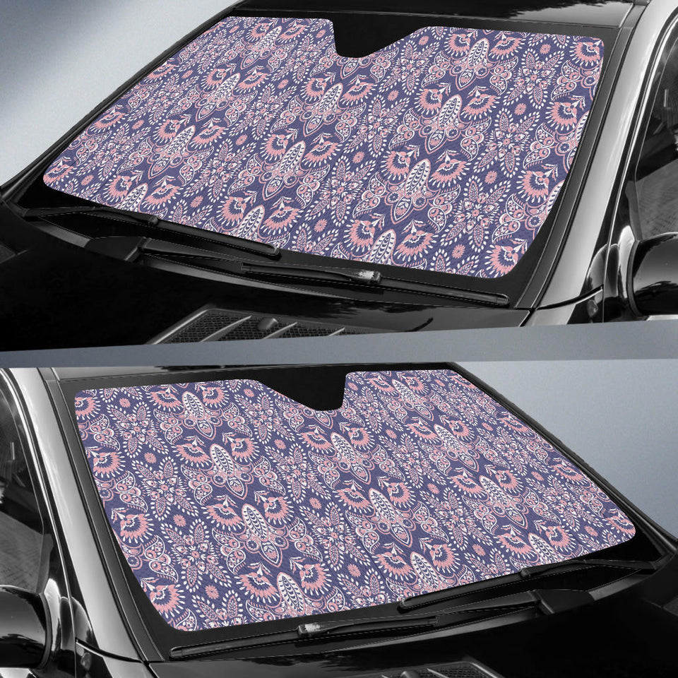 Indian Batik Style Pattern Car Sun Shade