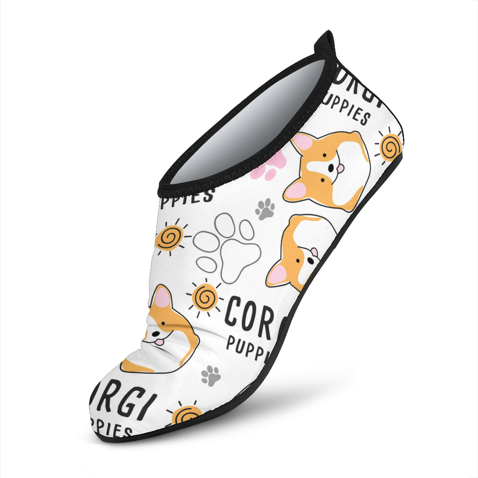 Corgi Dog Pattern Aqua Shoes