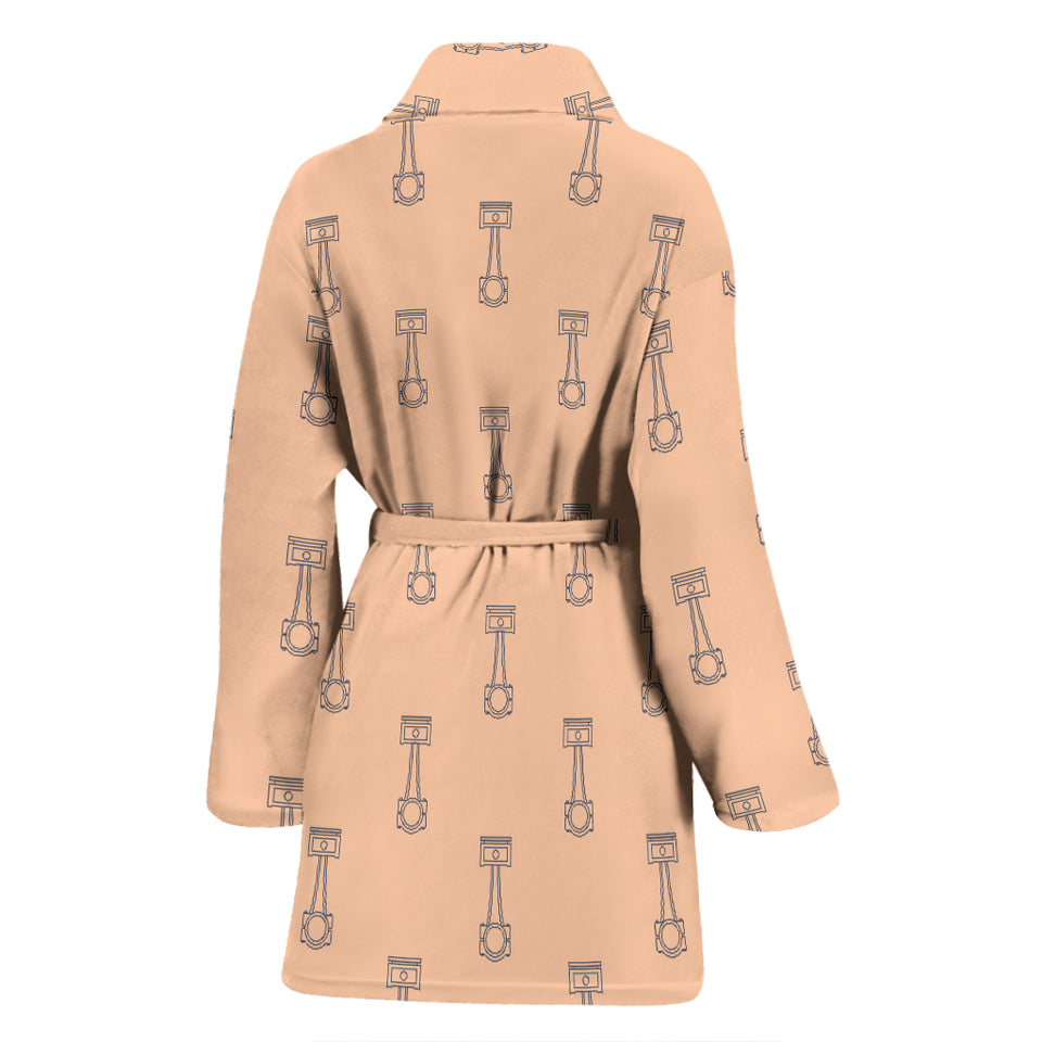 Engine Piston Cream Background Pattern Print Design 04 Women's Bathrobe