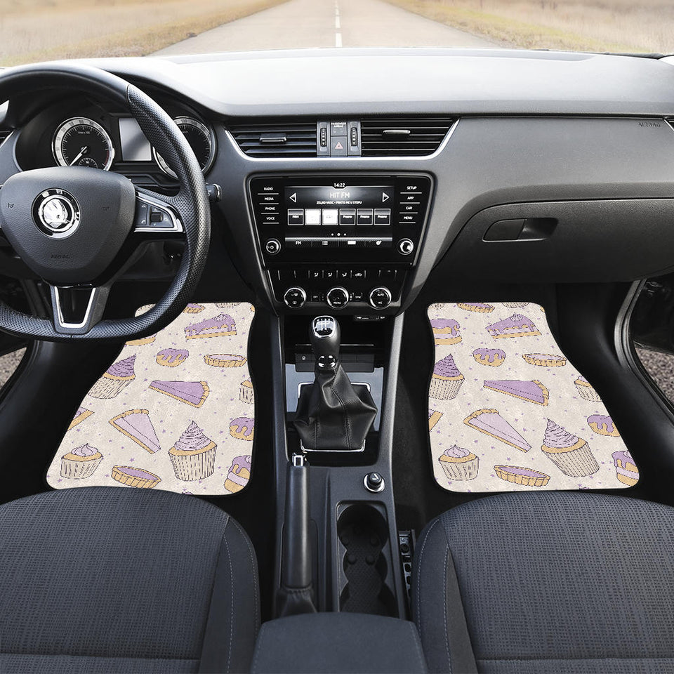 Cakes Pies Tarts Muffins And Eclairs Purple Blueberry Topping Pattern Front And Back Car Mats