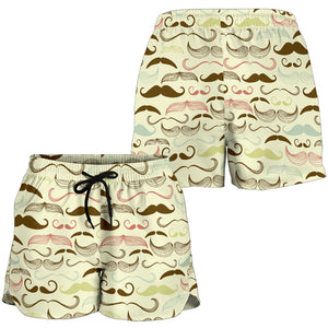Mustache Beard Pattern Print Design 01 Women Shorts