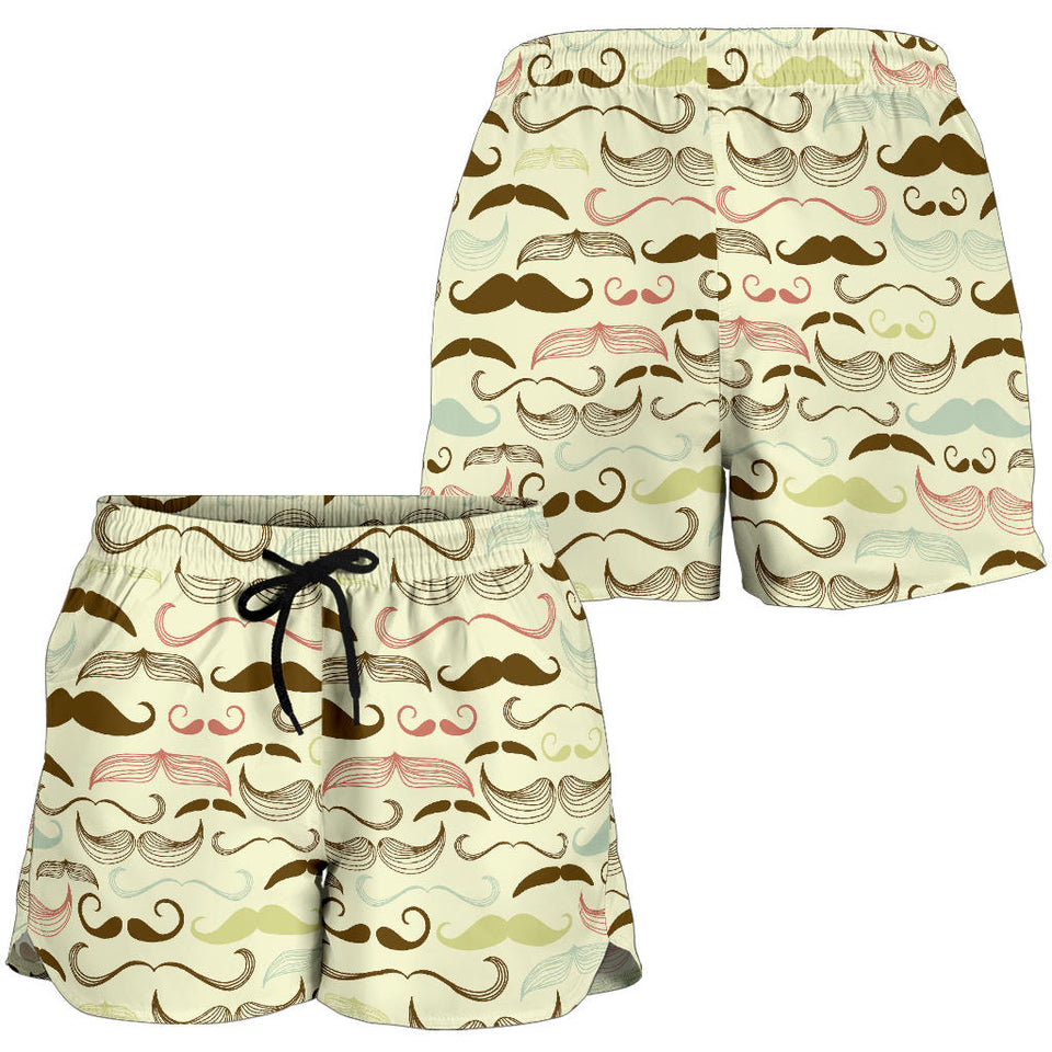 Mustache Beard Pattern Print Design 01 Women Shorts