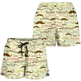 Mustache Beard Pattern Print Design 01 Women Shorts