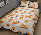 Brown pomeranian pattern Quilt Bed Set
