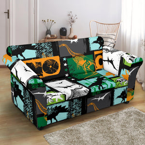 Dinosaurs Print Pattern Loveseat Couch Slipcover