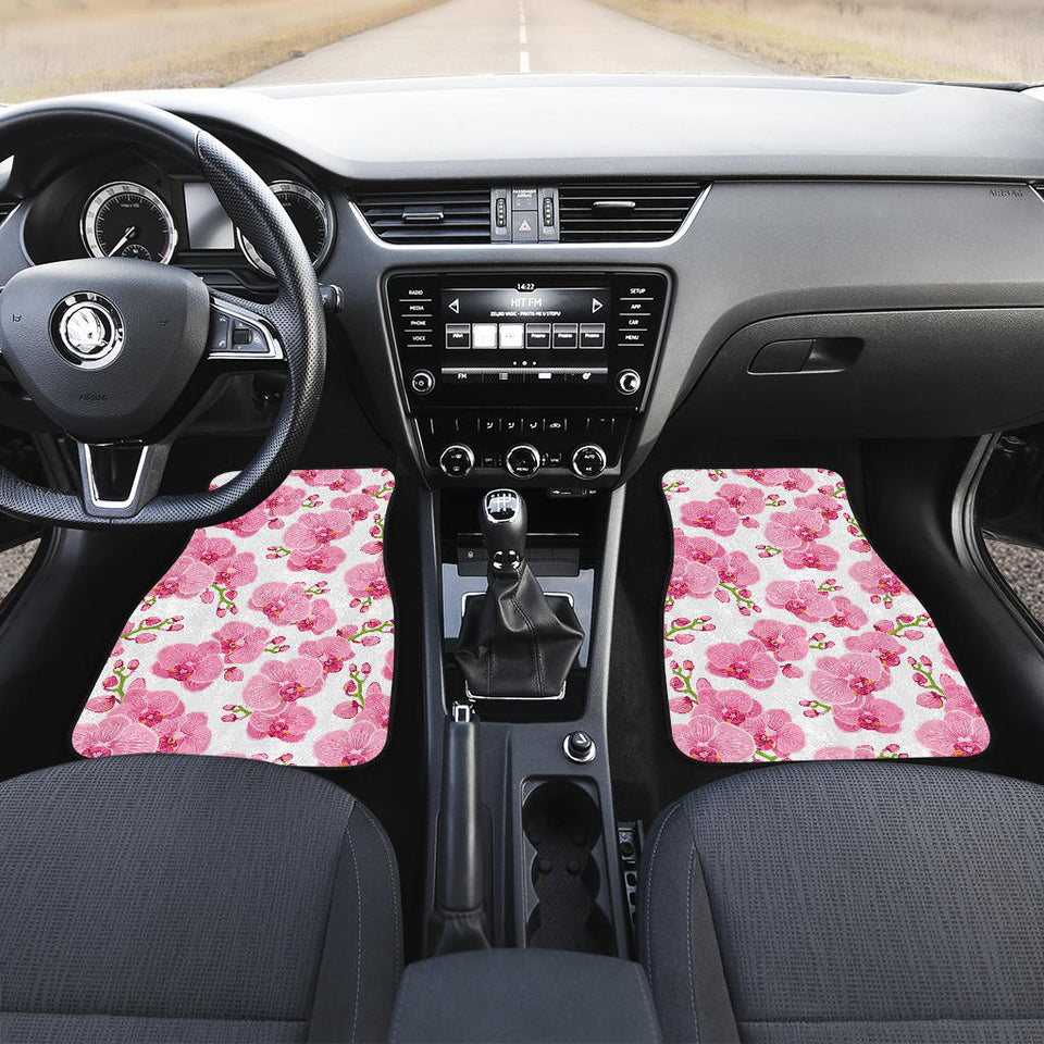 Pink Purple Orchid Pattern Background Front Car Mats