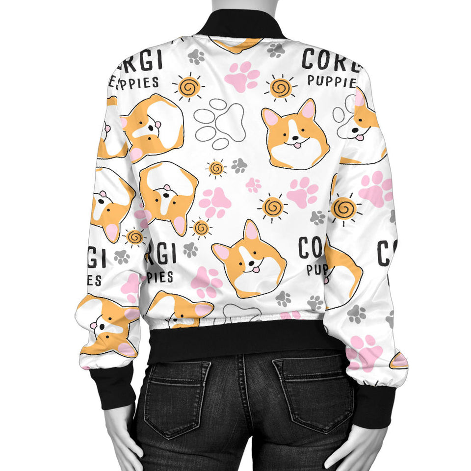 Corgi Dog Pattern Women'S Bomber Jacket