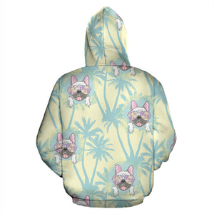 French Bulldog Hawaii Blackground Zip Up Hoodie