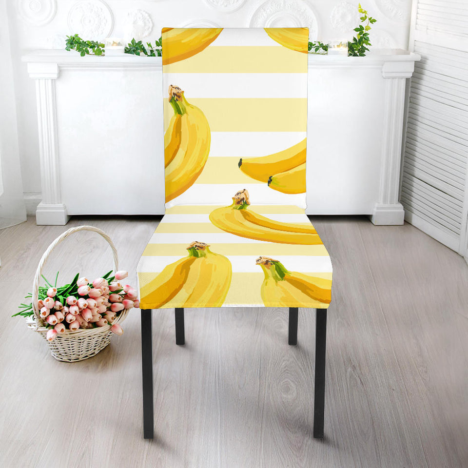 Banana Pattern Blackground Dining Chair Slipcover