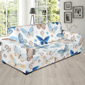 Blue Butterfly Pattern Sofa Slipcover