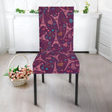 Eiffel Tower Heart Pattern Print Design 04 Dining Chair Slipcover