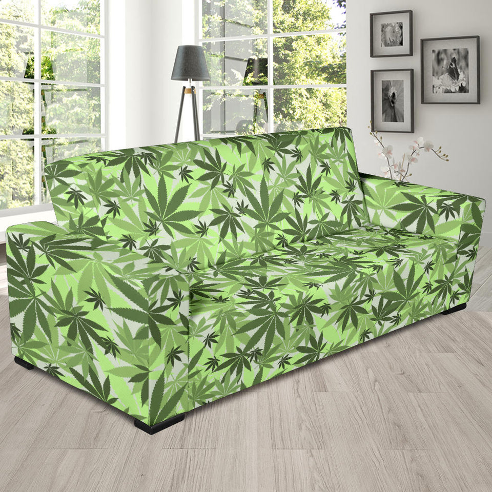 Canabis Marijuana Weed Pattern Print Design 01 Sofa Slipcover