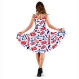 British Pattern Print Design 01 Sleeveless Midi Dress
