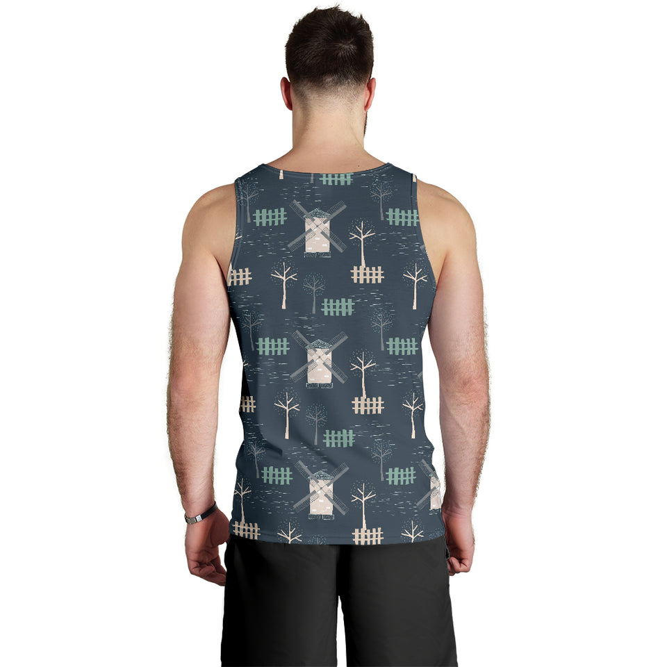 windmill tree pattern Men Tank Top