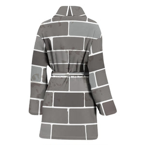 Brick Printed Pattern Print Design 05 Women's Bathrobe