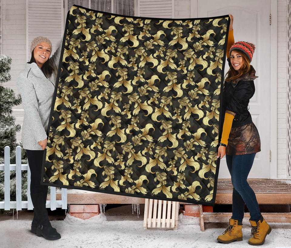 Goldfish Pattern Print Design 01 Premium Quilt