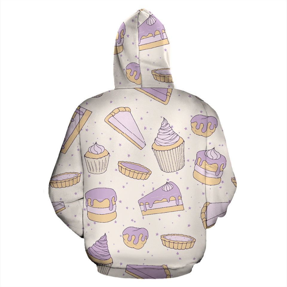 Cakes Pies Tarts Muffins And Eclairs Purple Blueberry Topping Pattern Zip Up Hoodie