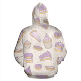 Cakes Pies Tarts Muffins And Eclairs Purple Blueberry Topping Pattern Zip Up Hoodie