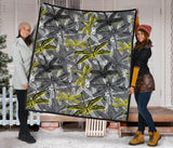 Hand Drawn Dragonfly Pattern Premium Quilt