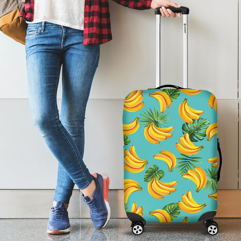 Banana Palm Leaves Pattern Background Luggage Covers