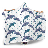 Dolphins Pattern Dotted Background Hooded Blanket