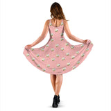 Cute Hamster Cheese Pattern Pink Background Sleeveless Midi Dress