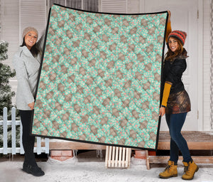 Hippopotamus Pattern Print Design 02 Premium Quilt