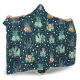 Cactus Glass Terrarium Pattern Hooded Blanket