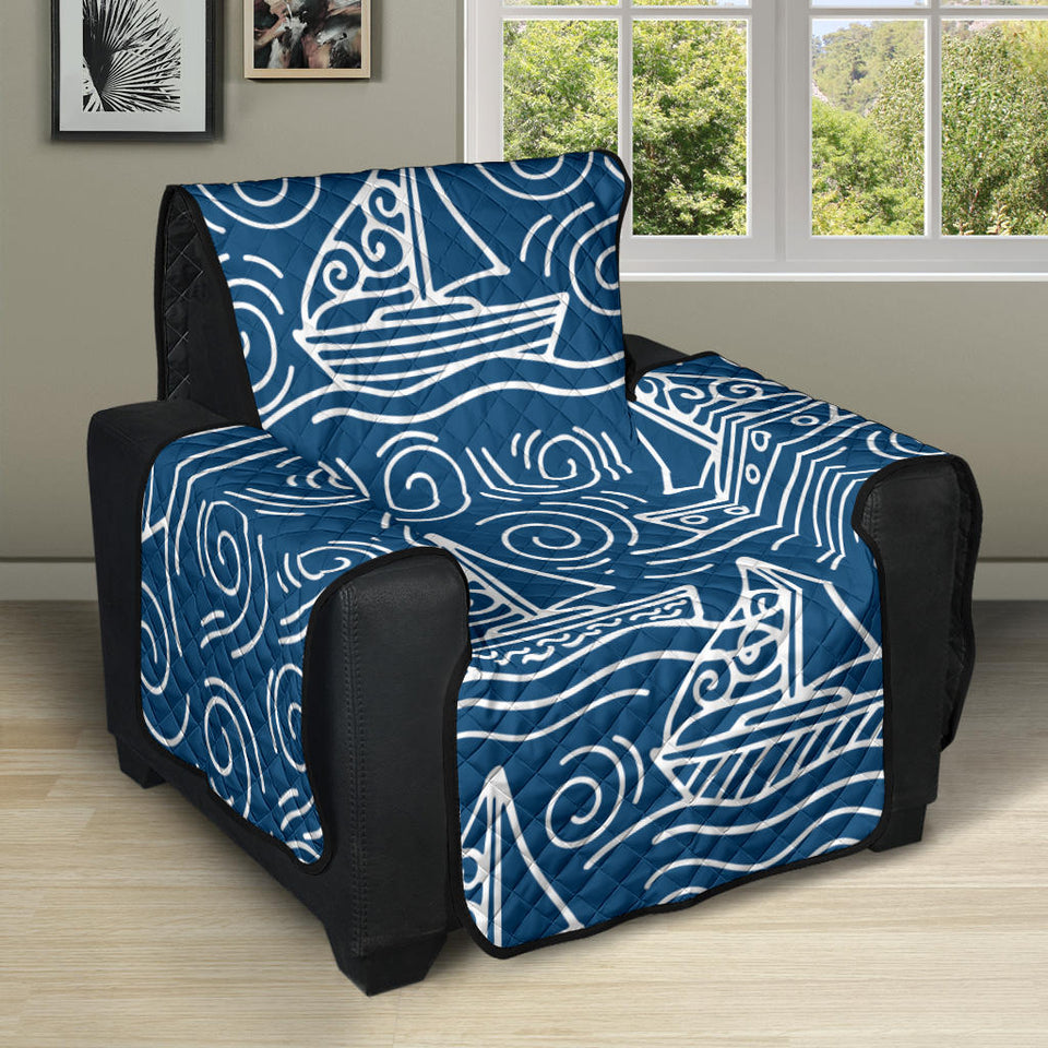 Hand drawn sailboat pattern Recliner Cover Protector