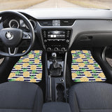 Pineapples Pattern Striped Background Front And Back Car Mats