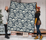 Sugar Skull Black White Pattern Premium Quilt