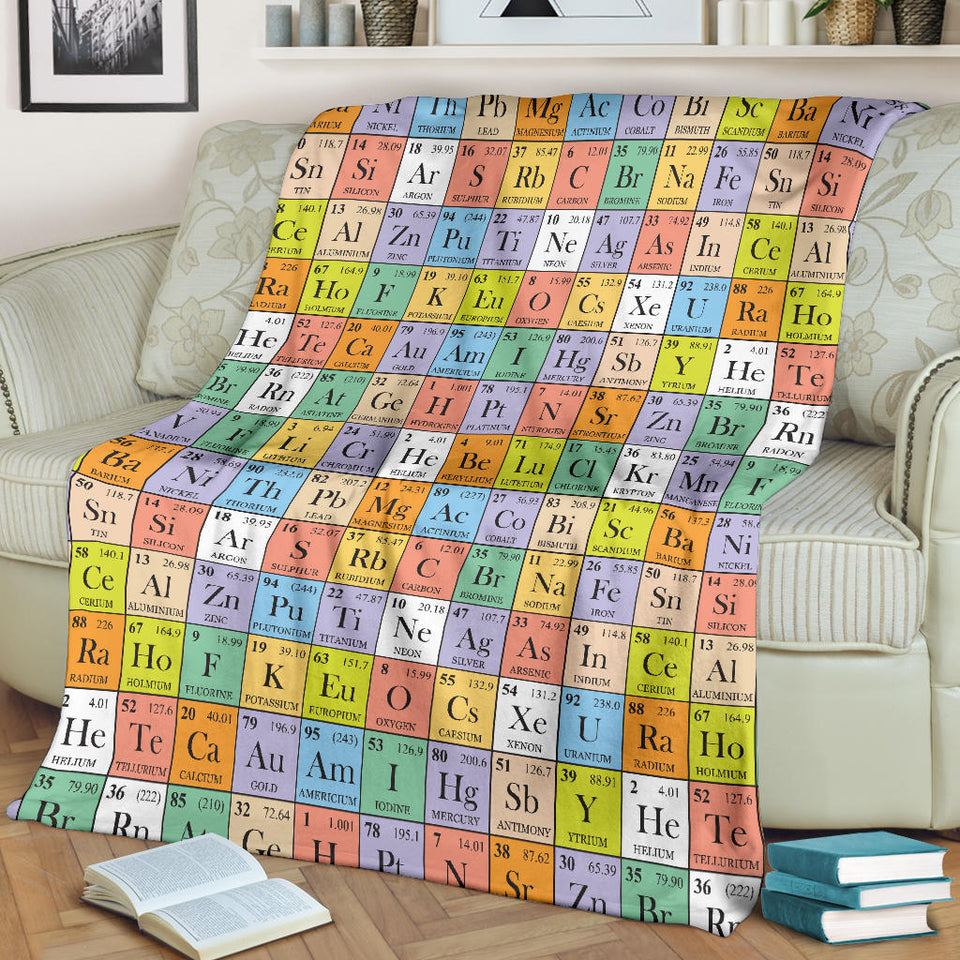 Chemistry Periodic Table Pattern Print Design 01 Premium Blanket