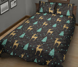 Deers star tree pattern Quilt Bed Set