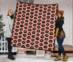 Lips Pattern Print Design 02 Premium Quilt