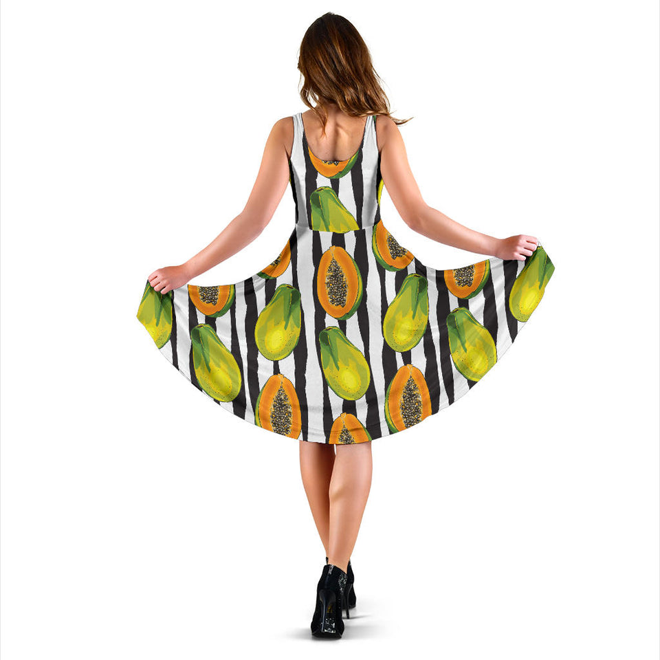 Papaya Design Pattern Sleeveless Midi Dress
