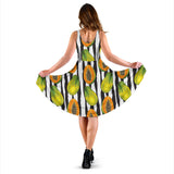Papaya Design Pattern Sleeveless Midi Dress