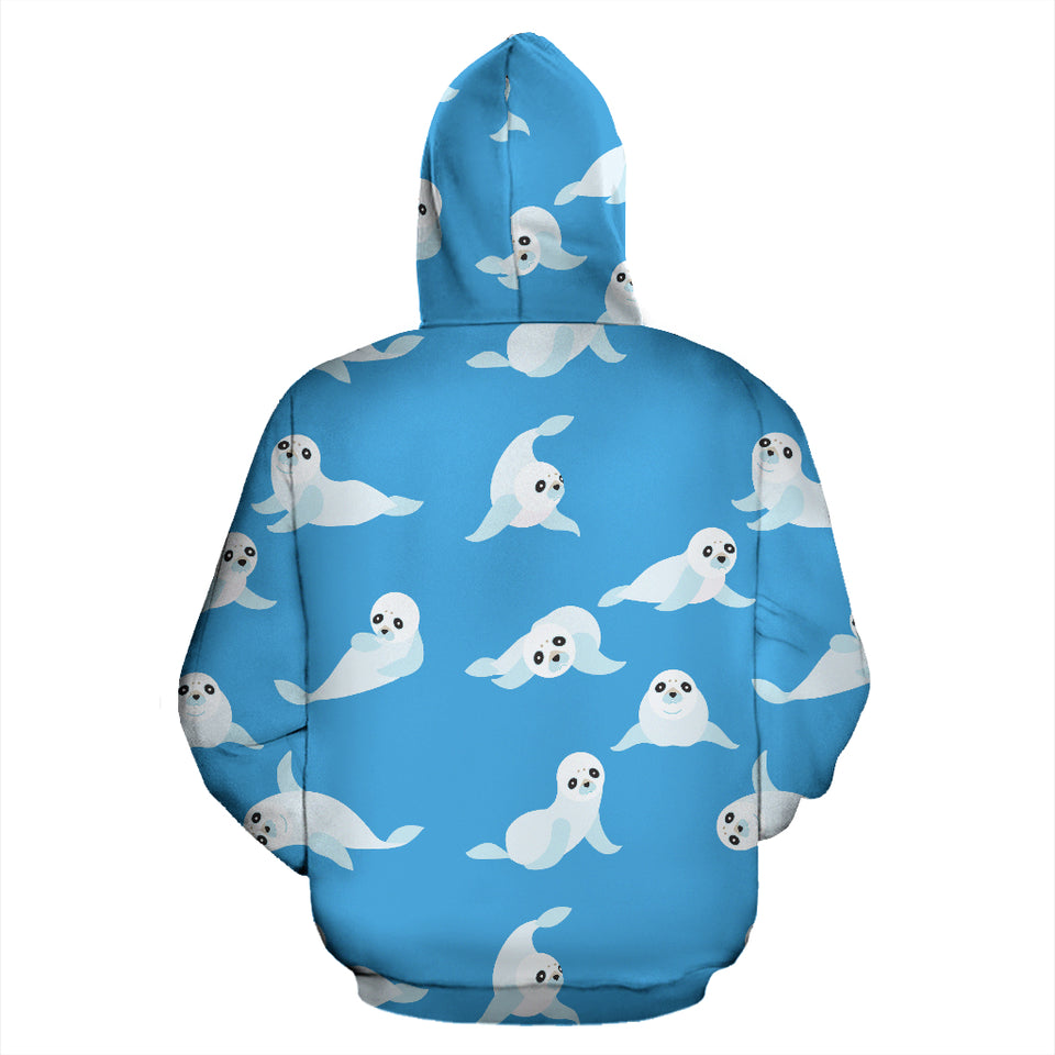Cute Sea Lion Seal Pattern Background Zip Up Hoodie